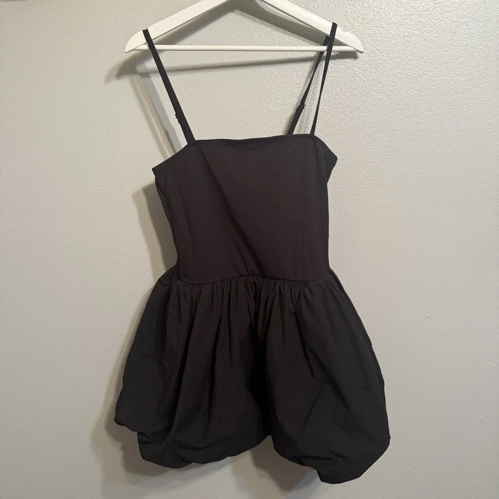 Anthropologie Daily Practice Bubble Twofer Mini Dress Black Medium NWT - Picture 4 of 8